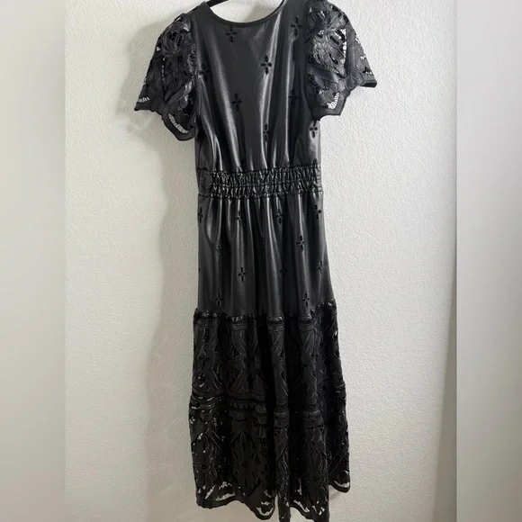 Anthropologie The Somerset Maxi Dress: Faux Leather Embroidered Edition Sz  Small